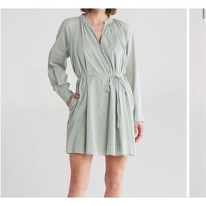 🆕 Rebecca‎ Taylor Navy blue long sleeve cotton shift dress size M BIN S